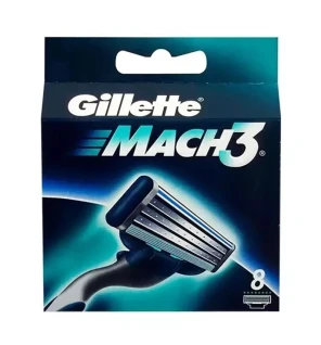 Gillette lame di ricambio per rasoio mach 3, 8 pezzi