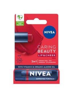 Nivea rossetto caring beauty 3 in 1, rosso, 4,8 g