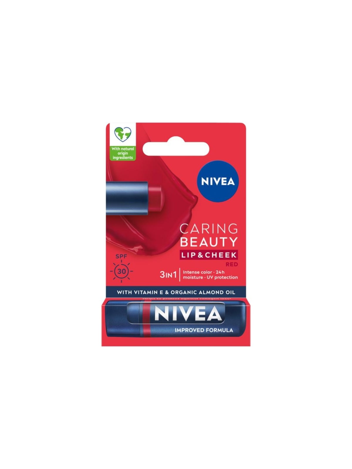 Nivea rossetto caring beauty 3 in 1, rosso, 4,8 g