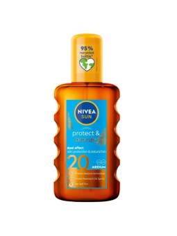 Nivea spray abbronzante sun protect & bronze, attivatore dell'abbronzatura naturale spf20 200 ml