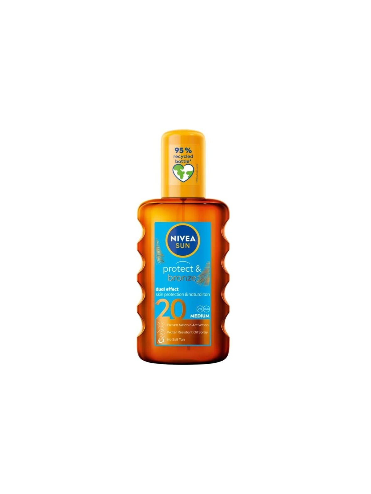 Nivea spray abbronzante sun protect & bronze, attivatore dell'abbronzatura naturale spf20 200 ml