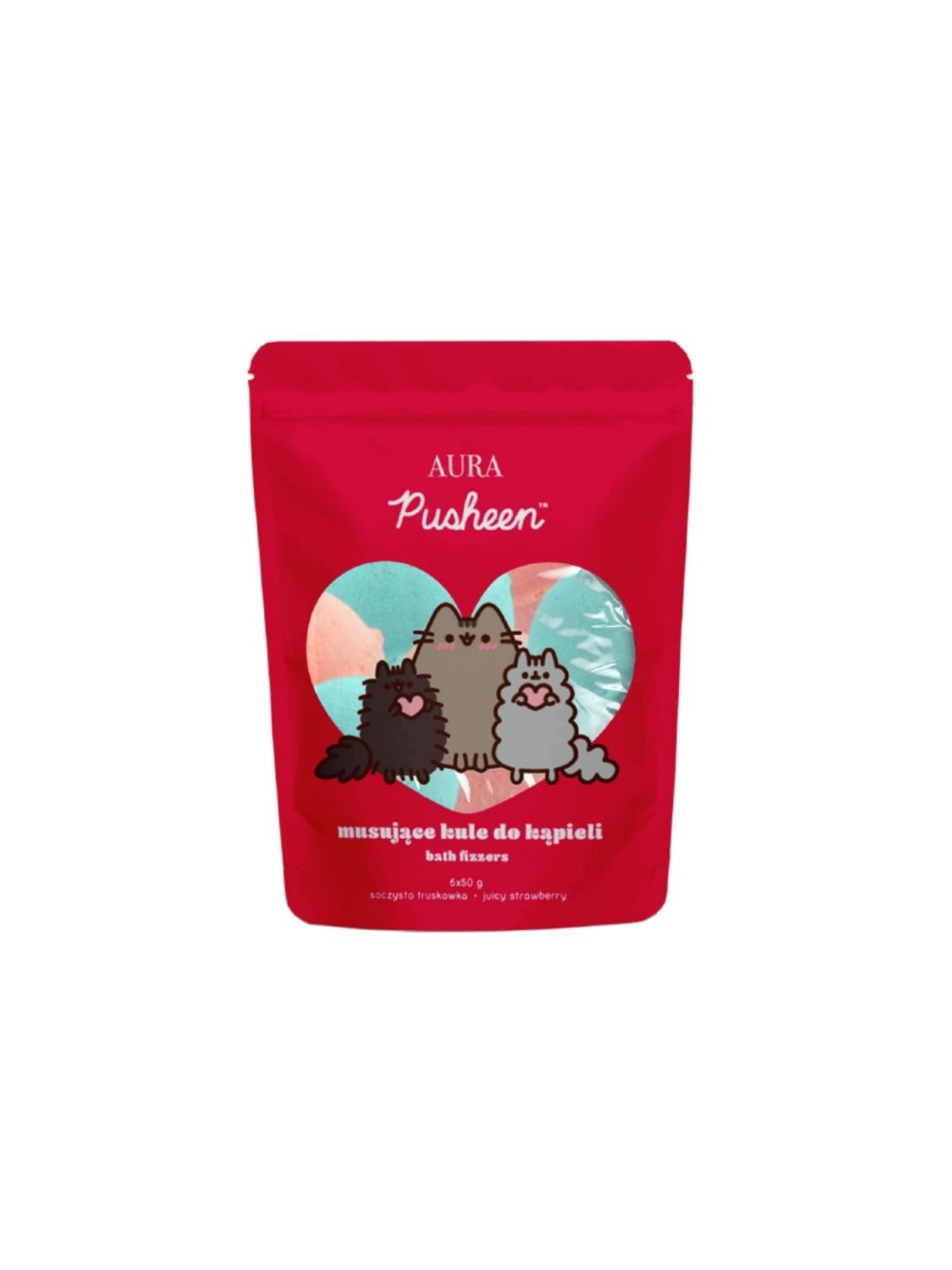 Pusheen bath fizzers bombe da bagno alla fragola succosa 6x50g
