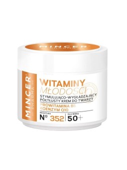 Mincer pharma crema viso semi-ricca stimolante e levigante vitamine della giovinezza 50+ 352 50ml