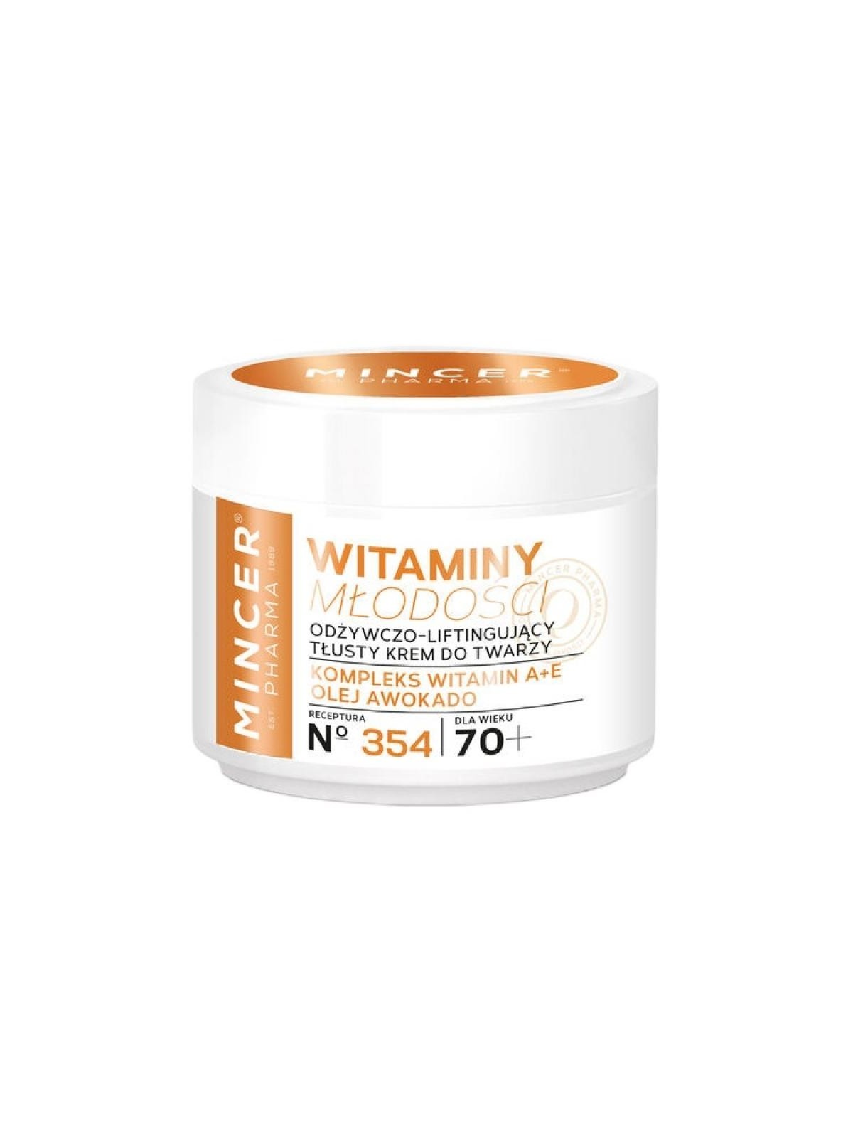 Mincer pharma vitamine della giovinezza 70+ crema viso lifting oleosa 354 50 ml