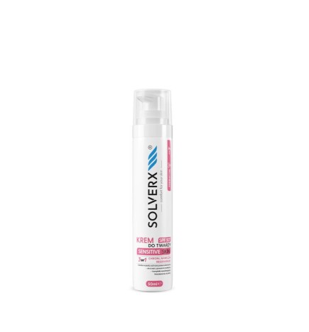 Solverx crema viso idratante e rigenerante sensitive skin per pelli sensibili e vascolarizzate con protezione spf 50+ 50 ml