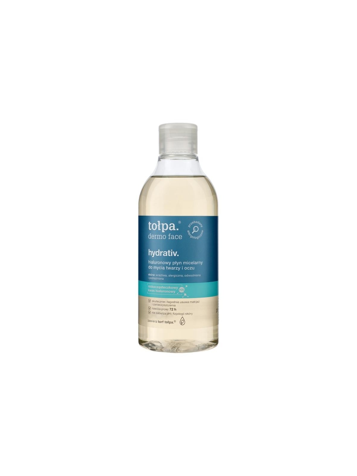 Tołpa dermo face hydrativ fluido micellare all'acido ialuronico per la detersione di viso e occhi 400 ml
