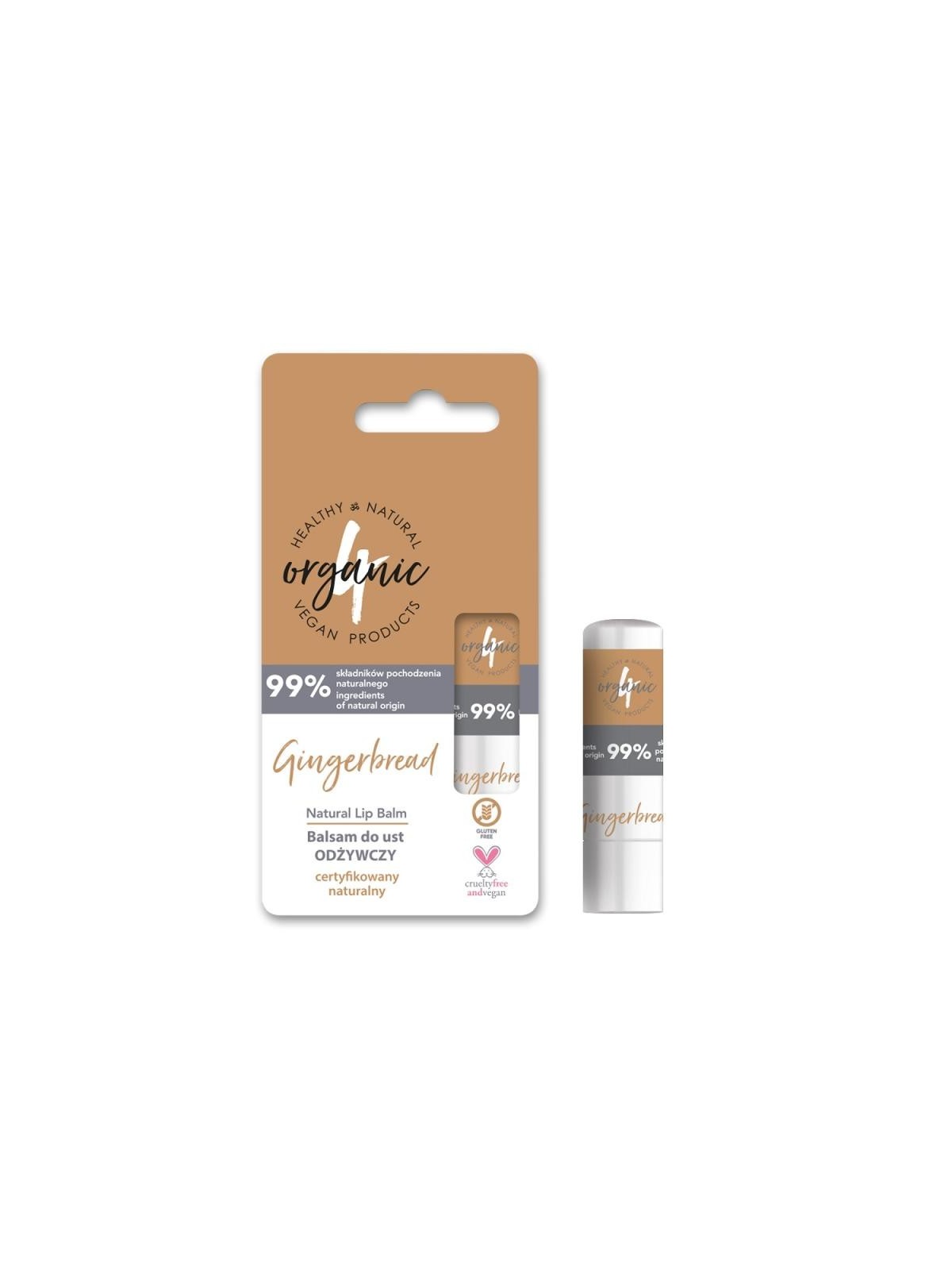 4organic balsamo labbra nutriente al pan di zenzero 5 g