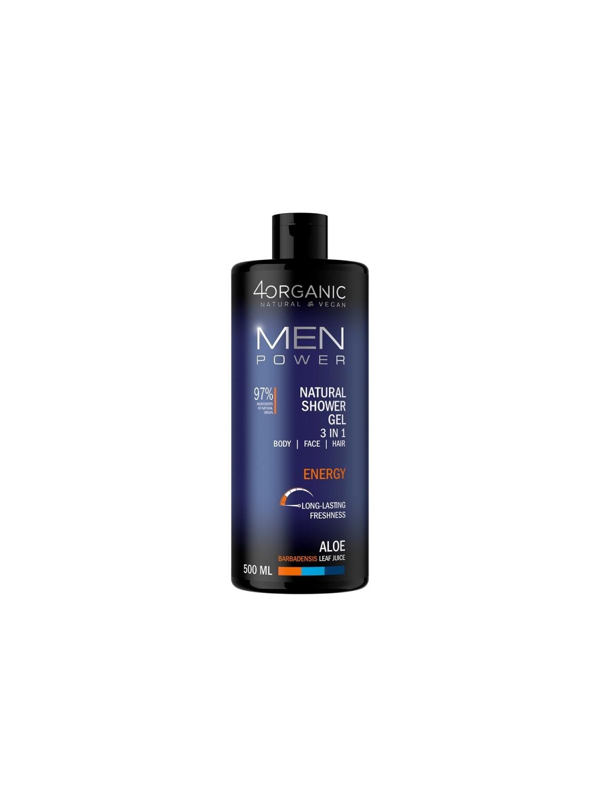 4organic men power gel doccia naturale 3 in 1 energy 500 ml