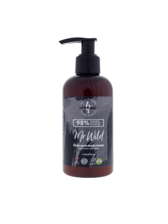 4organic gel detergente per barba e viso mr wild cypress-ginger 200 ml