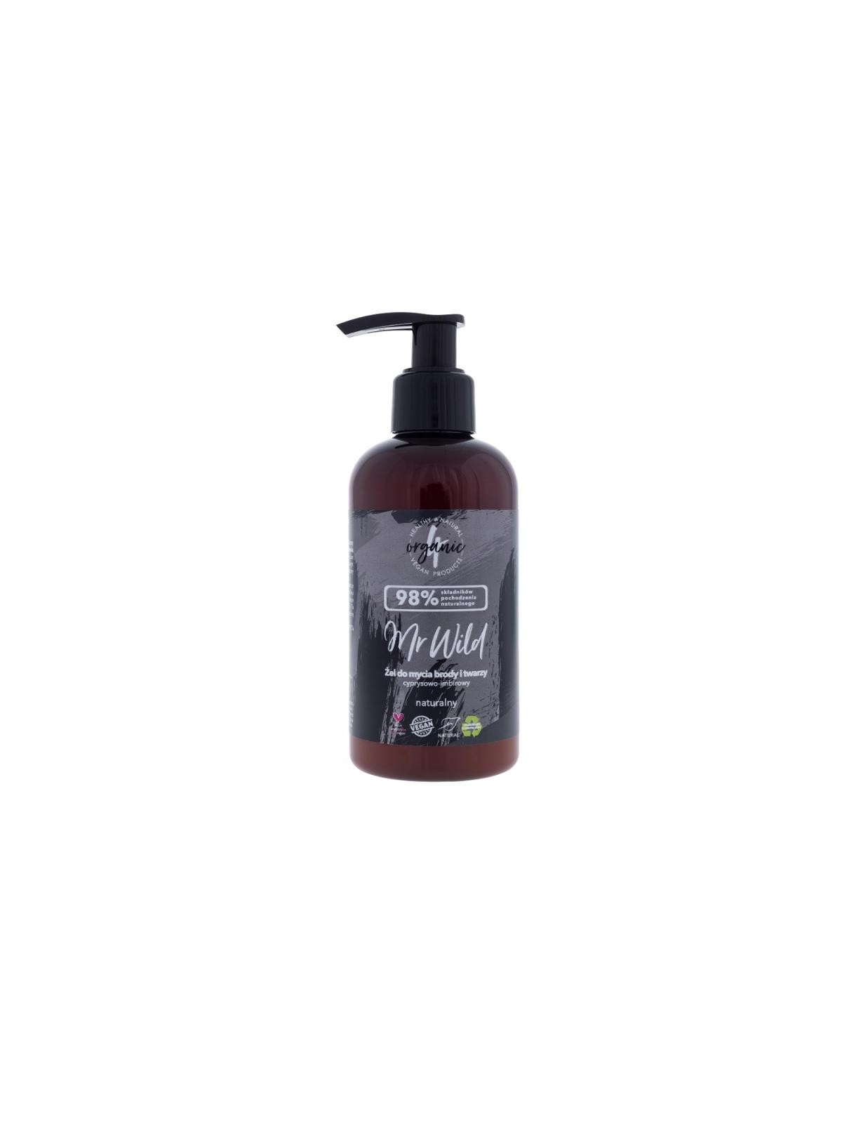 4organic gel detergente per barba e viso mr wild cypress-ginger 200 ml