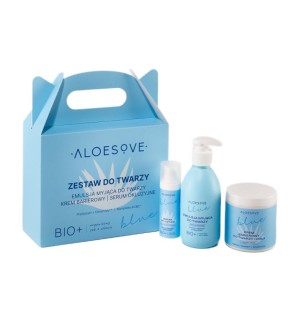 Aloesove set emulsione detergente viso blu 190 ml + siero viso occlusivo 30 ml + crema barriera viso e corpo 250 ml