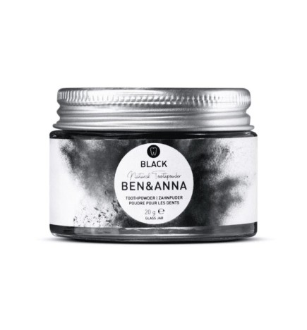 Ben&anna dentifricio naturale in polvere sbiancante naturale con carbone attivo 20 g