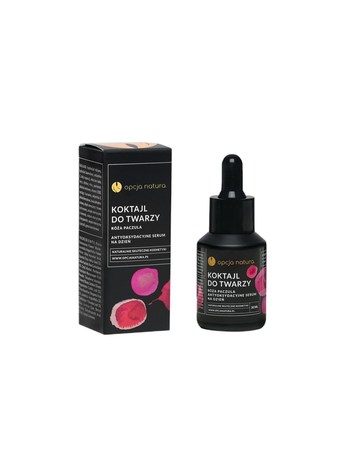 Natura option face cocktail, siero giorno antiossidante rosa e patchouli 30 ml