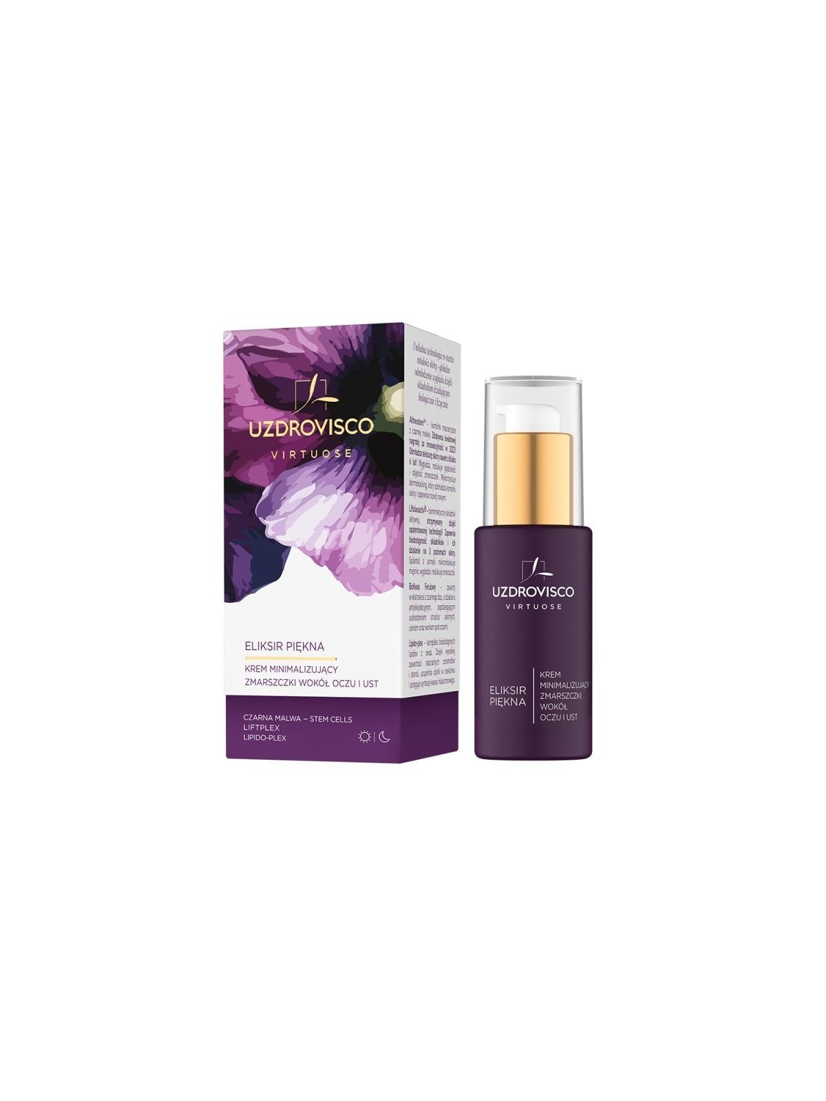 Uzdrovisco crema virtuose elixir of beauty minimizza le rughe intorno agli occhi e alle labbra 30 ml