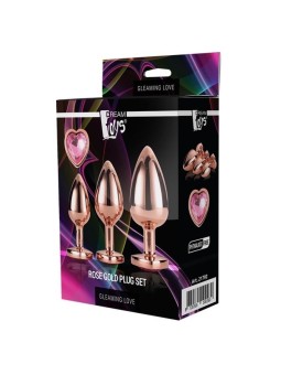 Dream toys set gleaming love plug anale oro rosa 3 pezzi.