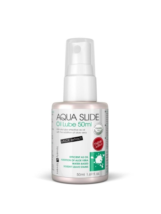 Lovely lovers aqua slide oil lube olio intimo a base d'acqua con aloe 50 ml