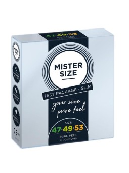 Mister size preservativi preservativi adatti alle misure 47mm, 49mm, 53mm 3 pezzi.