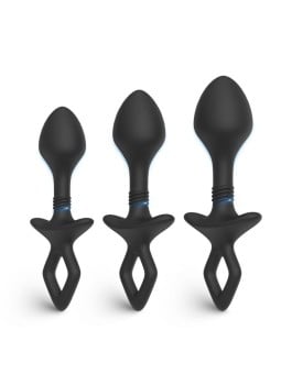 S-hande plug anale flexicore nero 3 pezzi.