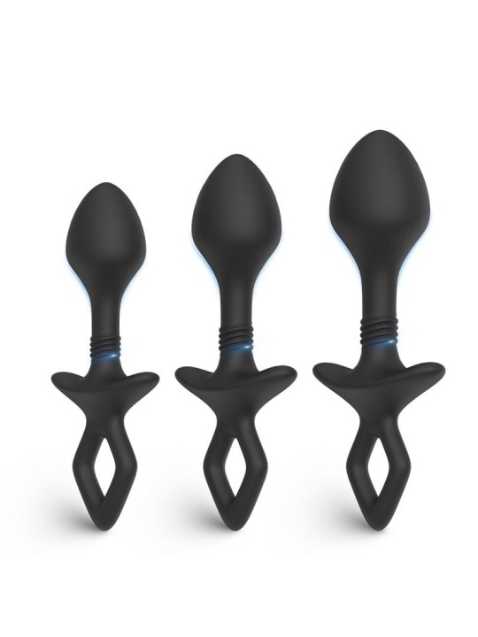 S-hande plug anale flexicore nero 3 pezzi.