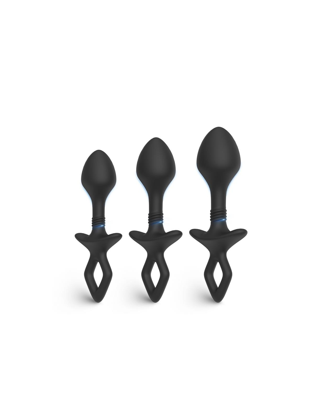 S-hande plug anale flexicore nero 3 pezzi.
