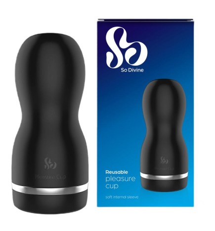 So divine masturbatore riutilizzabile pleasure cup per uomo nero