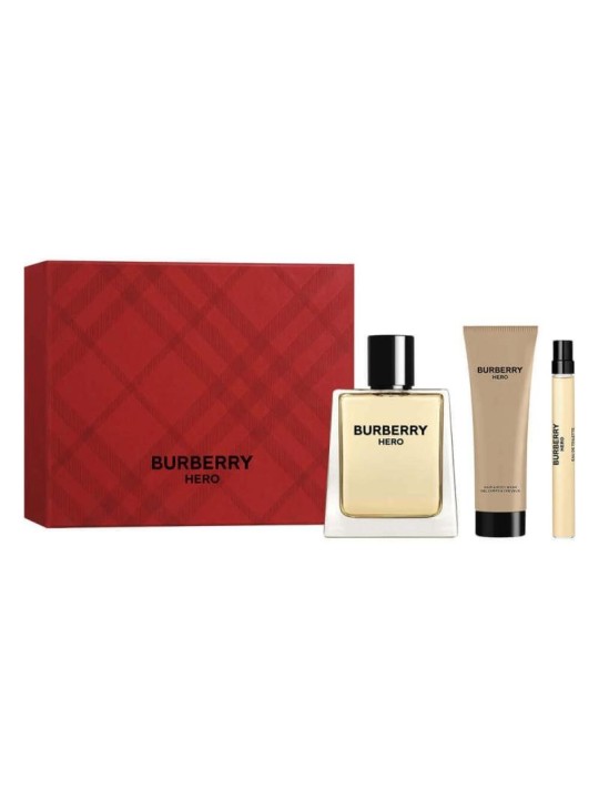 Set burberry hero edt spray 100ml + gel doccia 75ml + edt spray 10ml