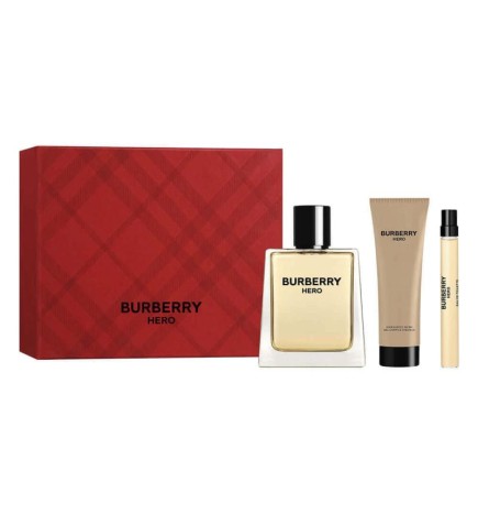 Set burberry hero edt spray 100ml + gel doccia 75ml + edt spray 10ml