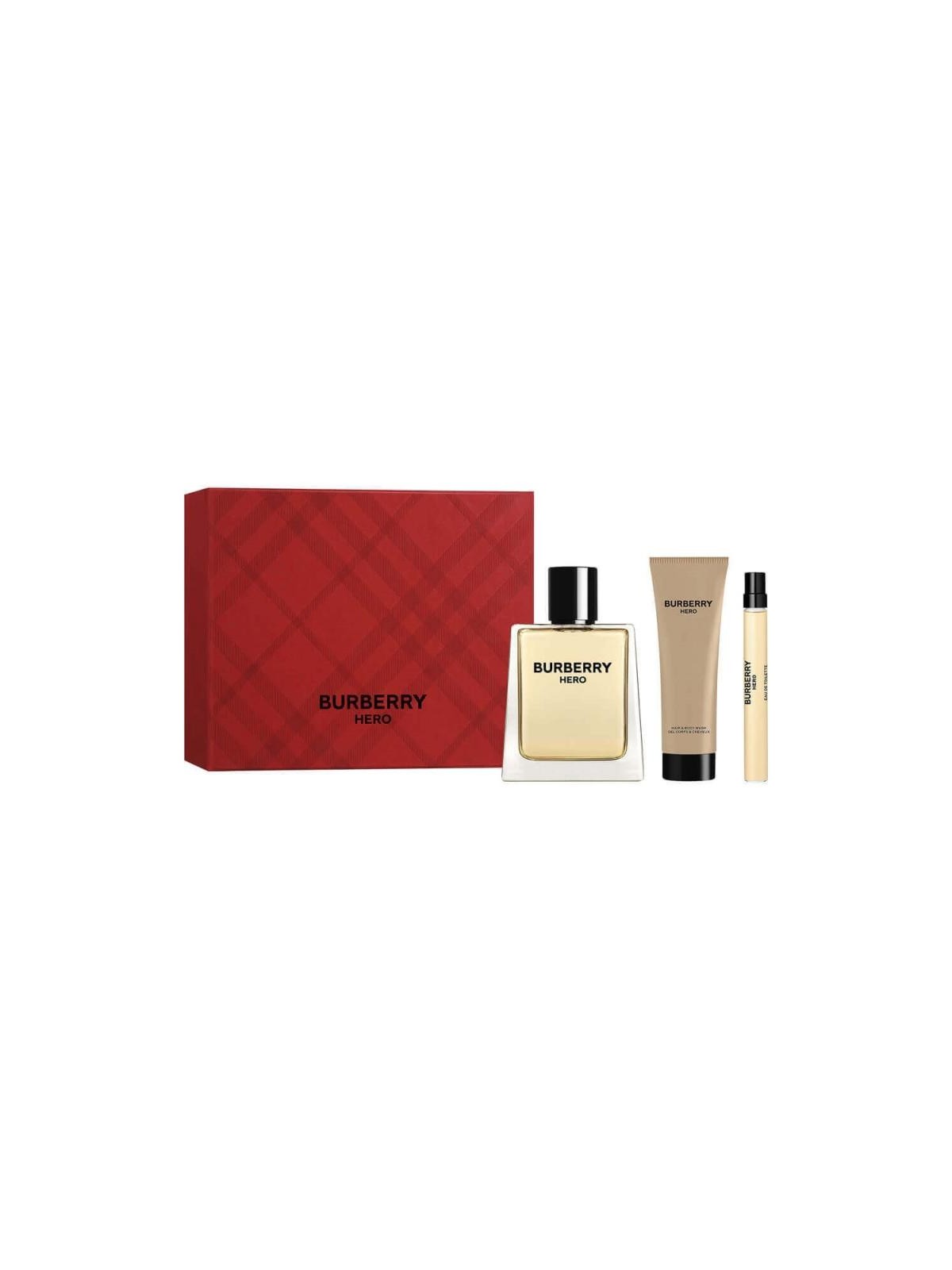 Set burberry hero edt spray 100ml + gel doccia 75ml + edt spray 10ml
