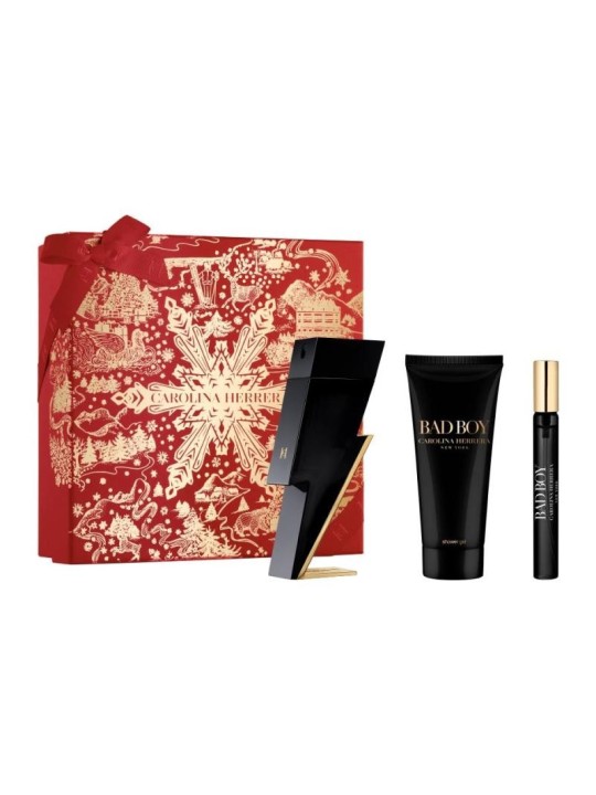 Set carolina herrera spray edt bad boy 100 ml + gel doccia 100 ml + spray edt 10 ml