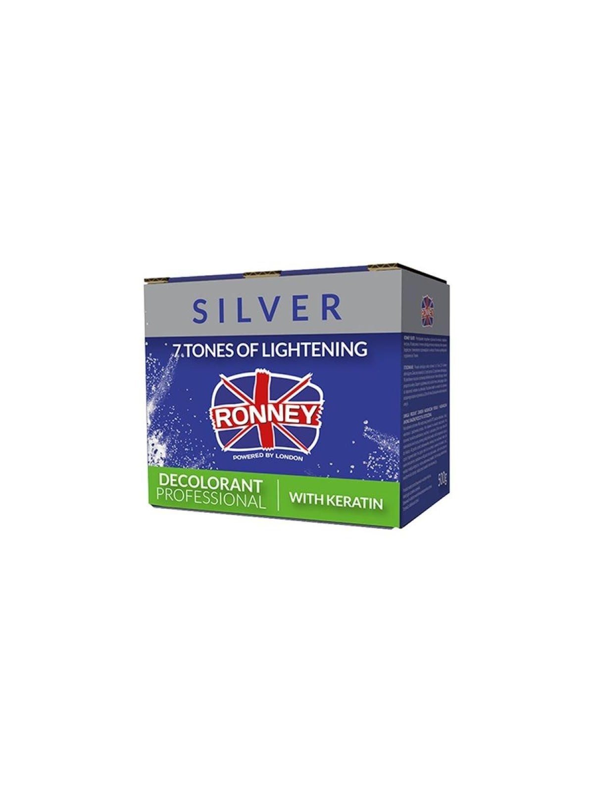 Ronney polvere decolorante professionale senza polvere con cheratina argento 500 g