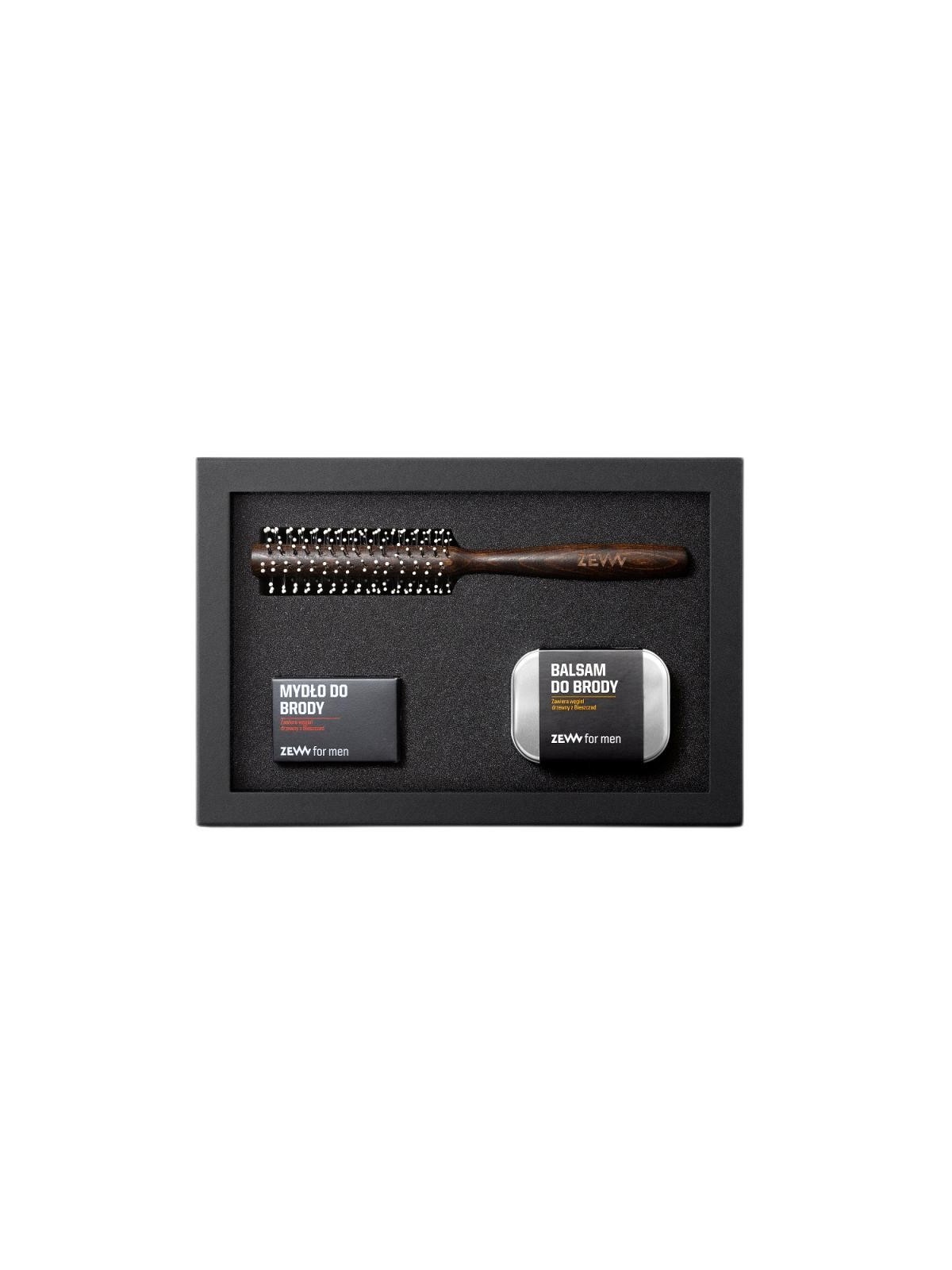 Zew for men set sapone per barba broda na sztorc 85 ml + balsamo per barba 80 ml + rullo per capelli e barba
