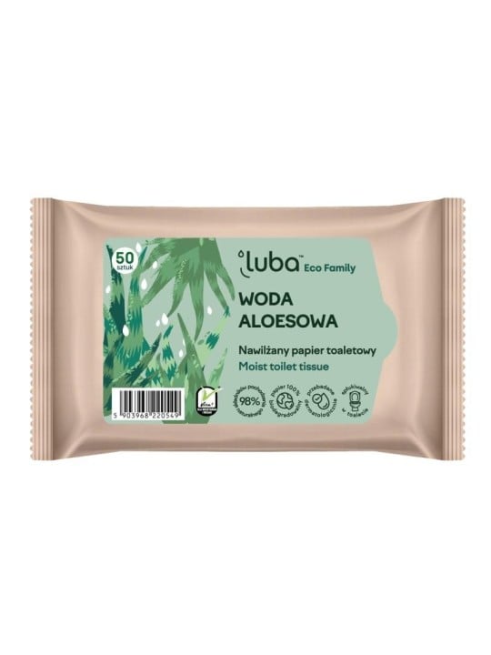 Luba carta igienica inumidita con acqua di aloe eco family 50 pezzi.