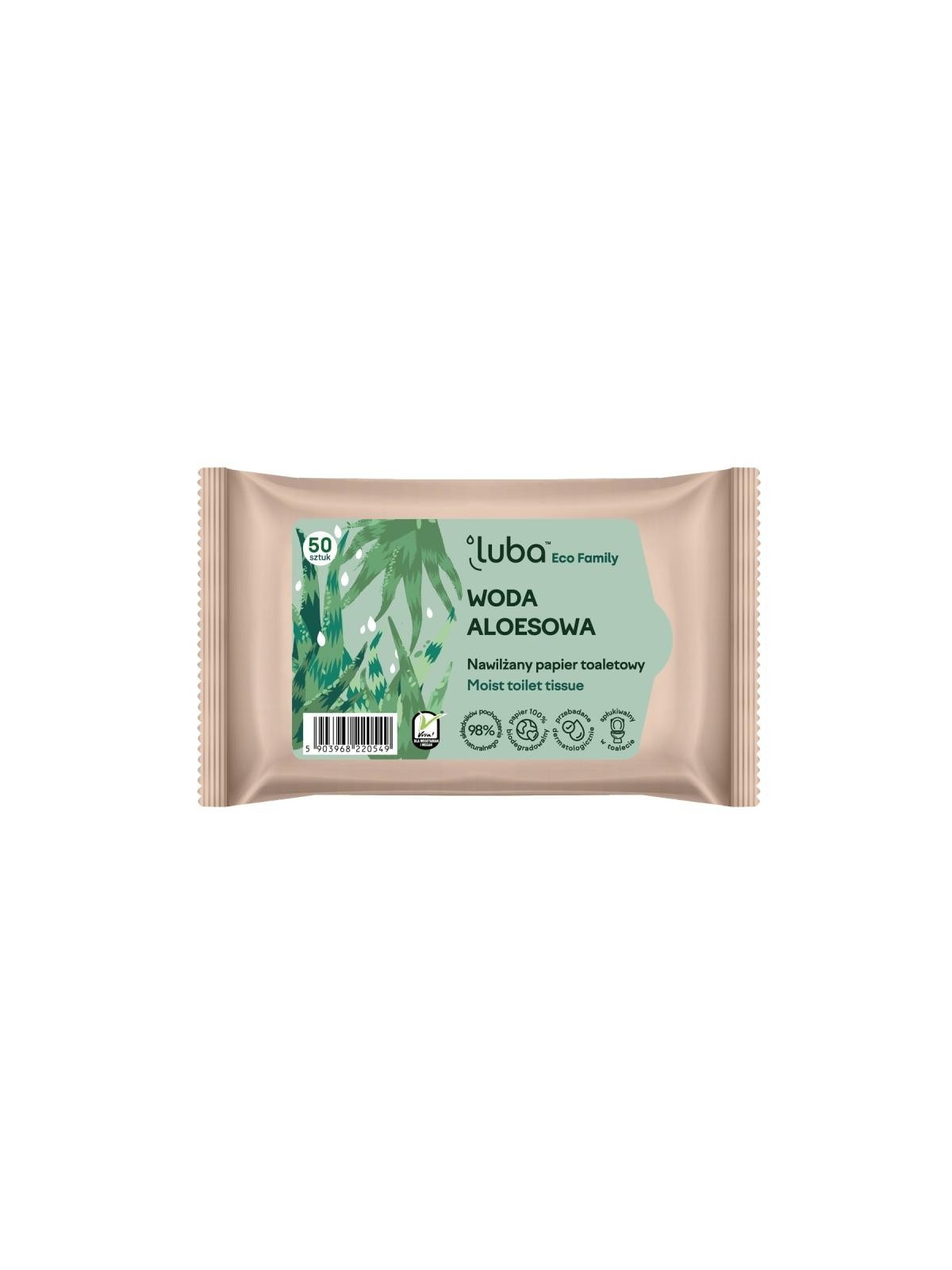 Luba carta igienica inumidita con acqua di aloe eco family 50 pezzi.