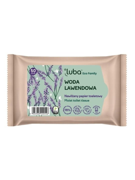 Luba carta igienica inumidita eco family con acqua di lavanda, 50 pezzi.