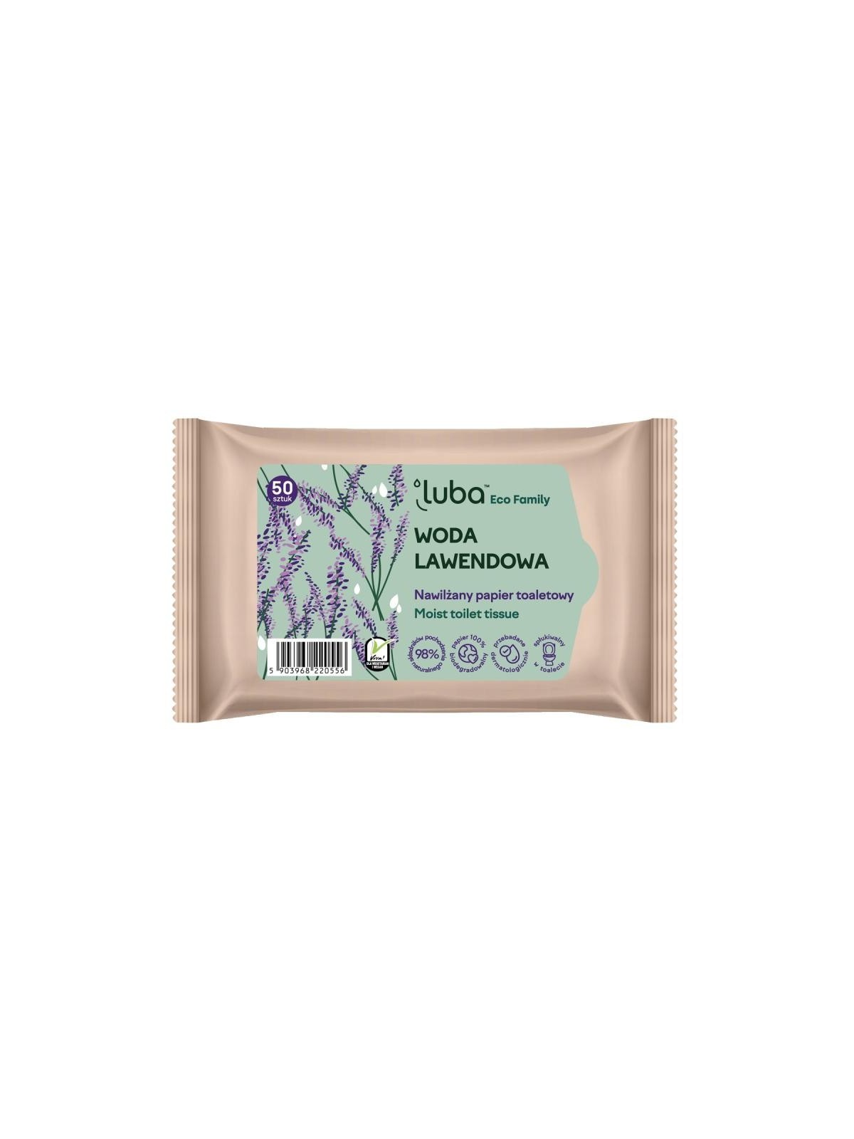 Luba carta igienica inumidita eco family con acqua di lavanda, 50 pezzi.