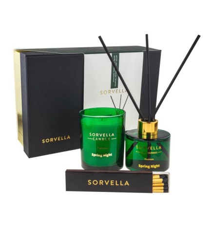 Set sorvella candle & reed bastoncini profumati spring night da 120 ml + 5 fiammiferi + candela da 170 g