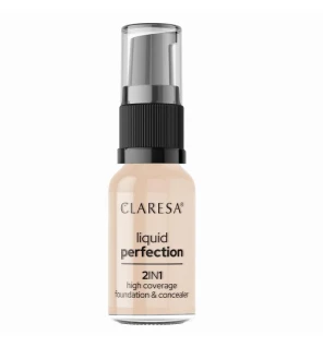 Claresa liquid perfection 2 in 1 correttore e fondotinta con finitura opaca in liquido 102 warm medium 18 g