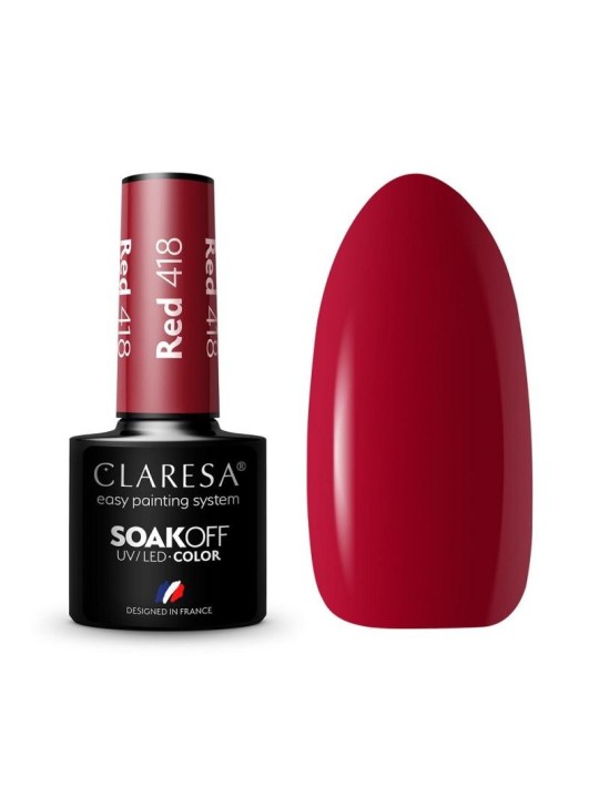 Claresa smalto ibrido soak off uv/led rosso 418 5g