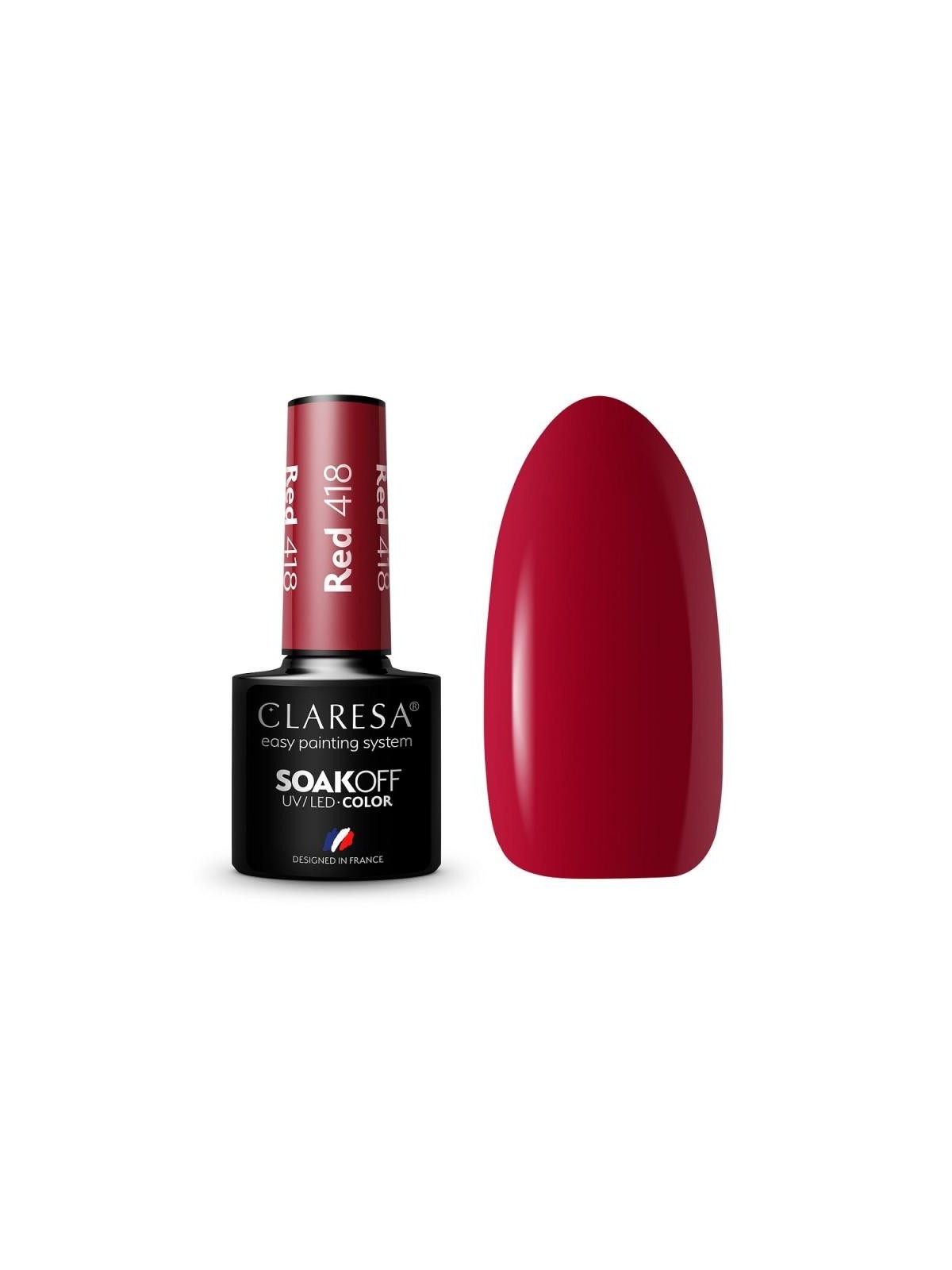 Claresa smalto ibrido soak off uv/led rosso 418 5g