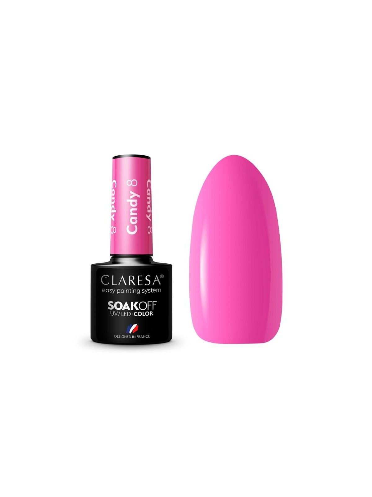 Claresa smalto ibrido soak off uv/led 8 candy 5g