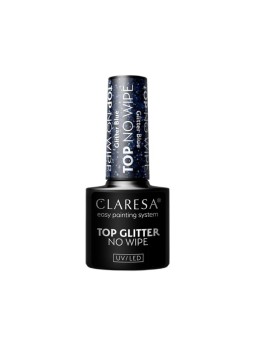 Claresa top glitter no wipe top per smalto ibrido senza strofinare glitter blue 5g
