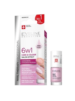Eveline balsamo per unghie 6w1 care & colour pink pearl 5 ml