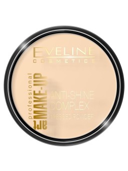 Eveline art make-up anti-shine complex cipria compatta in polvere minerale opacizzante con seta 30 avorio 14g