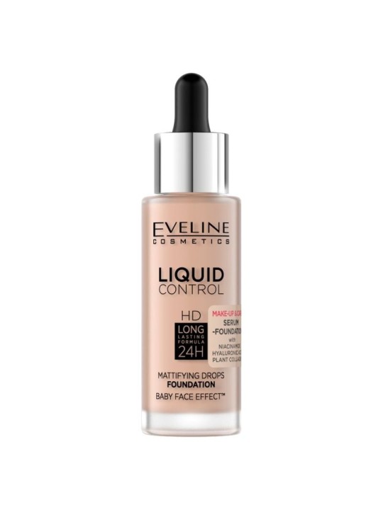 Eveline fondotinta liquid control hd mattifying drops 003 ivory beige 32 ml