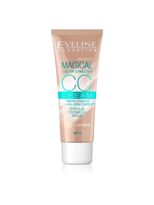 Eveline fondotinta multifunzione cc cream spf15 magical colour correction 50 beige chiaro 30 ml