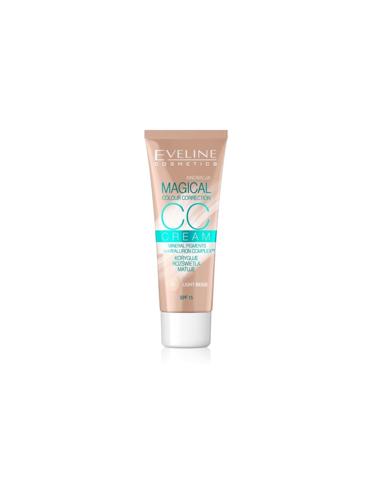 Eveline fondotinta multifunzione cc cream spf15 magical colour correction 50 beige chiaro 30 ml