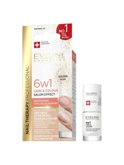 Eveline balsamo per unghie 6 in 1 care & colour per nail therapy golden glow 5 ml