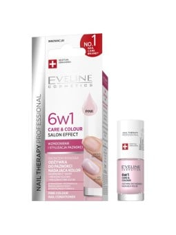 Eveline balsamo per unghie nail therapy 6 in 1 care & colour rosa 5 ml