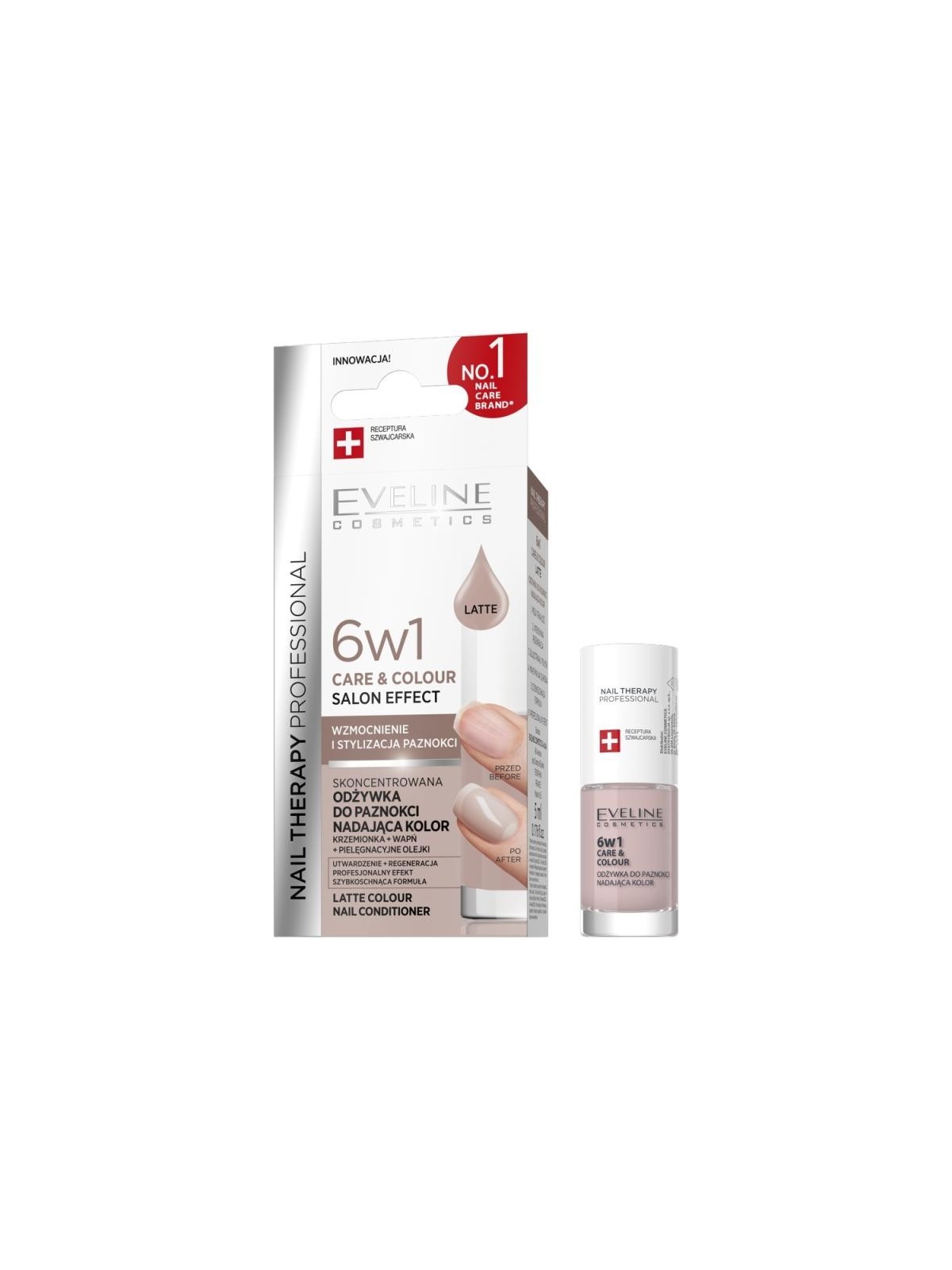 Eveline balsamo concentrato per unghie nail therapy 6 in 1 care & colour latte 5 ml