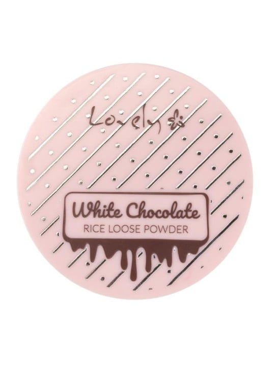 Lovely cipria in polvere libera di riso al cioccolato bianco, cipria di riso fissante per tutti i tipi di pelle, 8 g